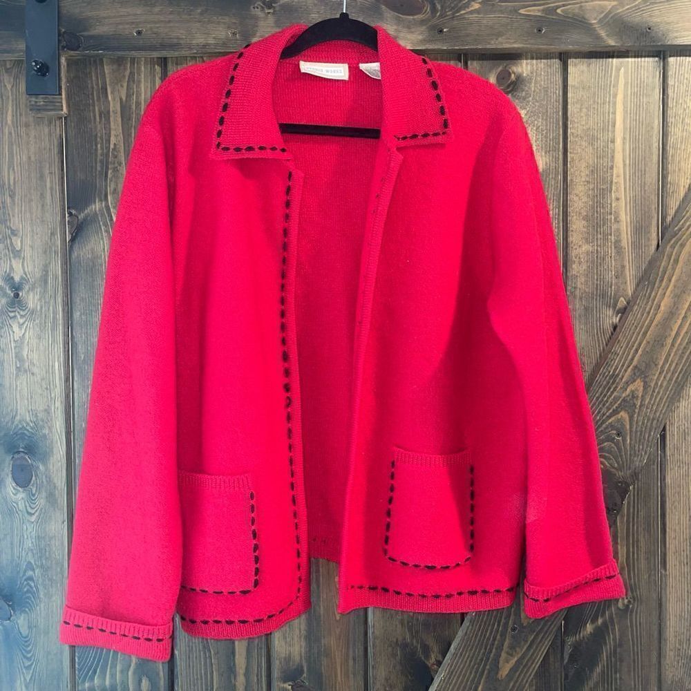 Studio Works 100% Wool Open Front Sweater